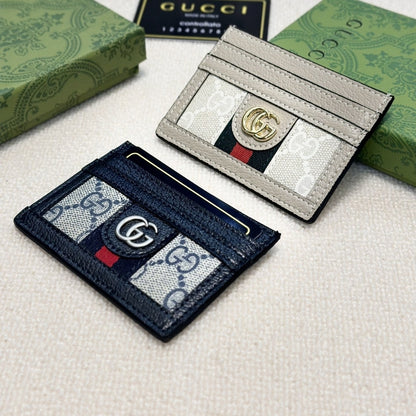 GUCCI OPHIDIA CARD CASE DARK BLUE 9CM