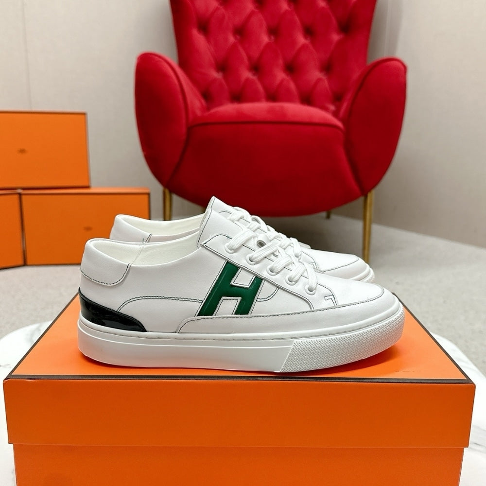 Hermes Deep Sneaker Blanc And Vert Bouteille H251837ZH14400