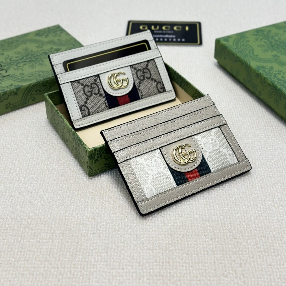 GUCCI OPHIDIA CARD CASE WHITE 9CM