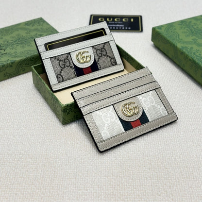 GUCCI OPHIDIA CARD CASE WHITE 9CM