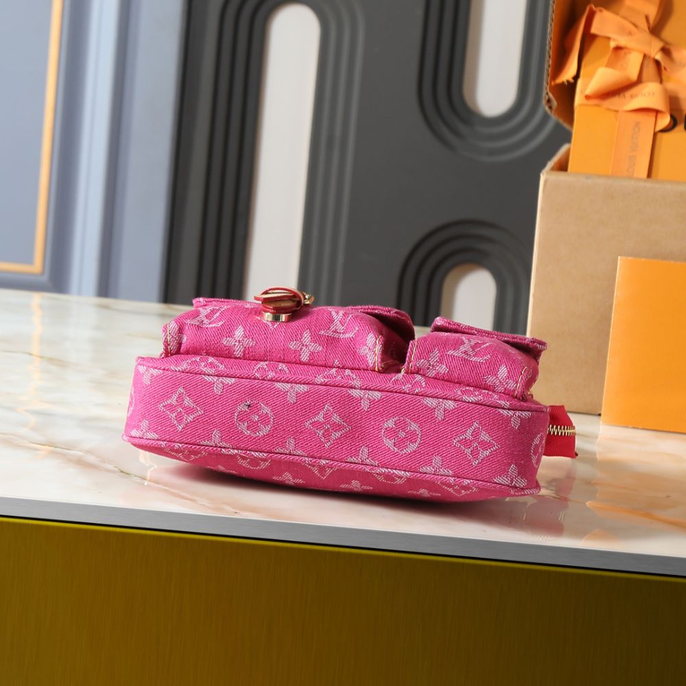 Louis Vuitton Pochette Accessoire Cargo Pink Denim 23cm