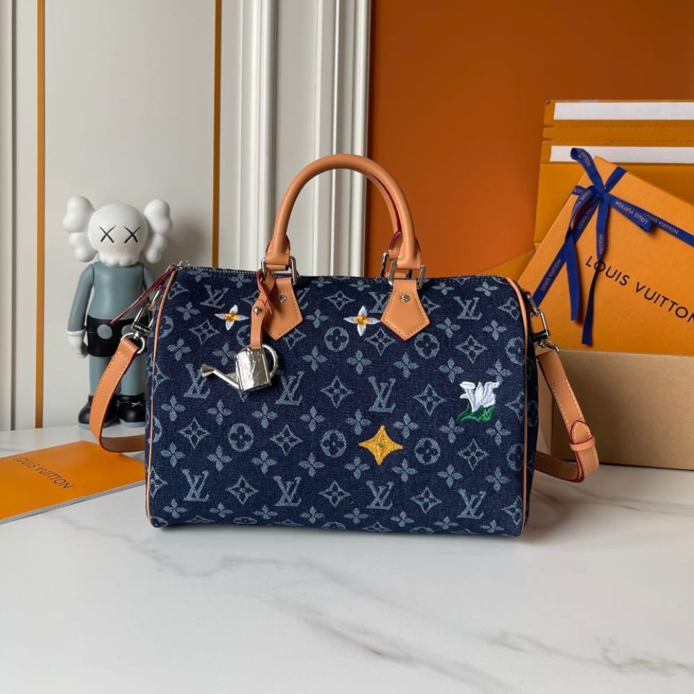 Louis Vuitton Speedy 30 Bandoulière Bag Blue Denim 30Cm M27556
