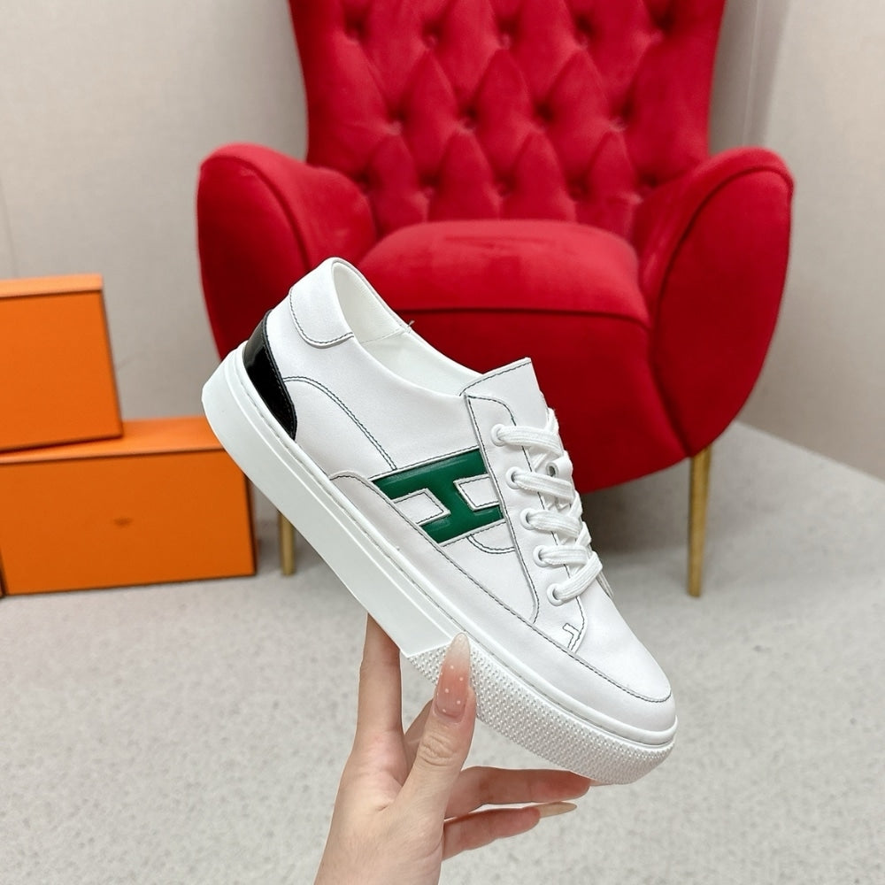 Hermes Deep Sneaker Blanc And Vert Bouteille H251837ZH14400