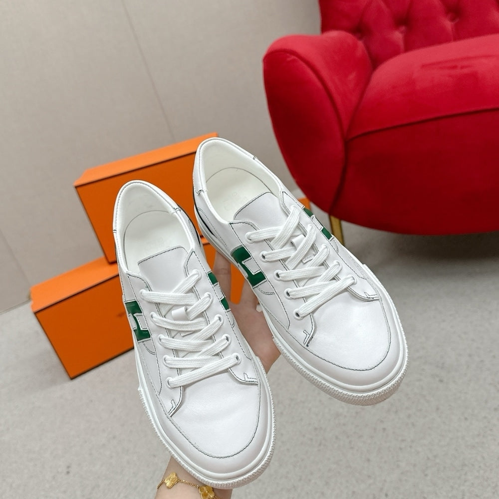Hermes Deep Sneaker Blanc And Vert Bouteille H251837ZH14400