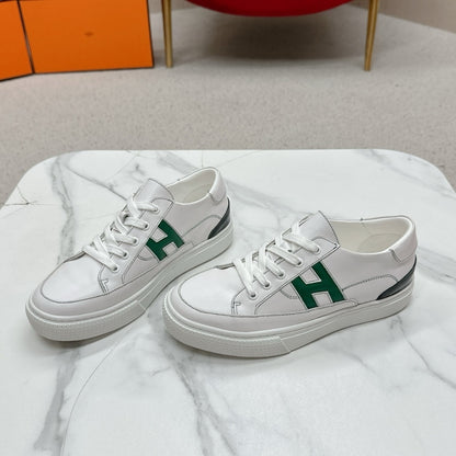 Hermes Deep Sneaker Blanc And Vert Bouteille H251837ZH14400