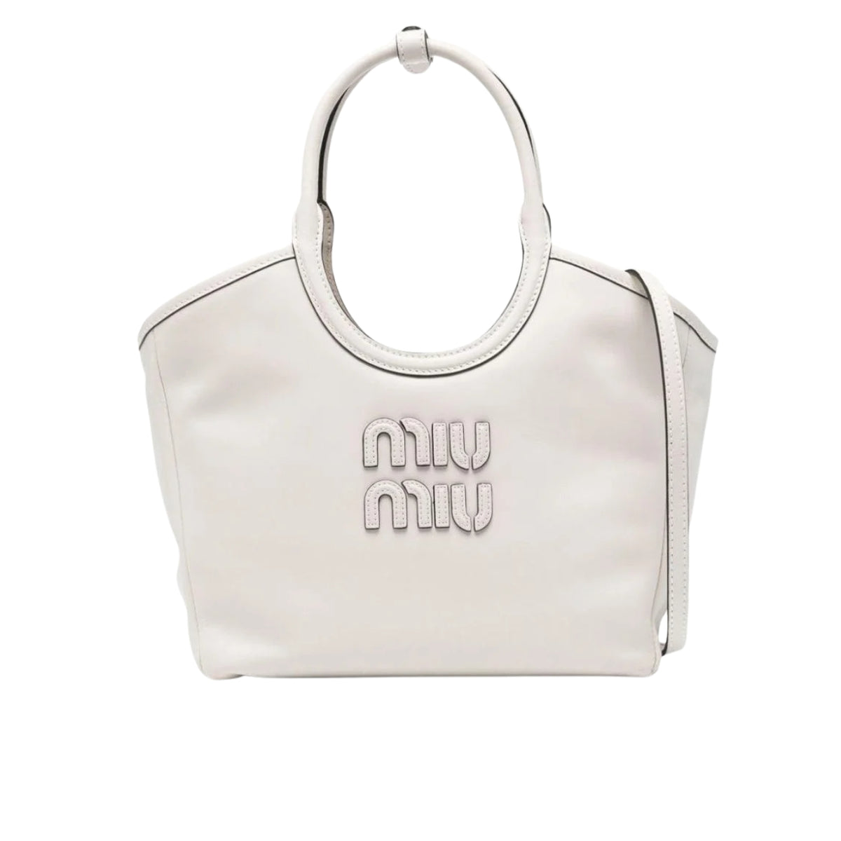 MIUMIU IVY LEATHER TOTE BAG WHITE 23CM