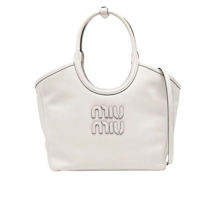 MIUMIU IVY LEATHER TOTE BAG WHITE 23CM