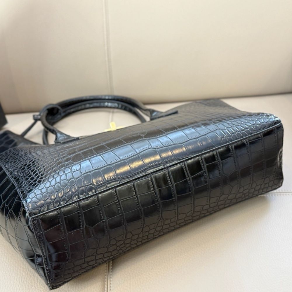 Chanel Large Embossed Tote Bag Black With Gold CC And Pouch 35Cm