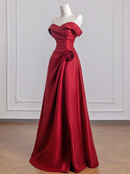 Red off-the-shoulder fitted waist slim-fitting ball gown/bridal dress R8239