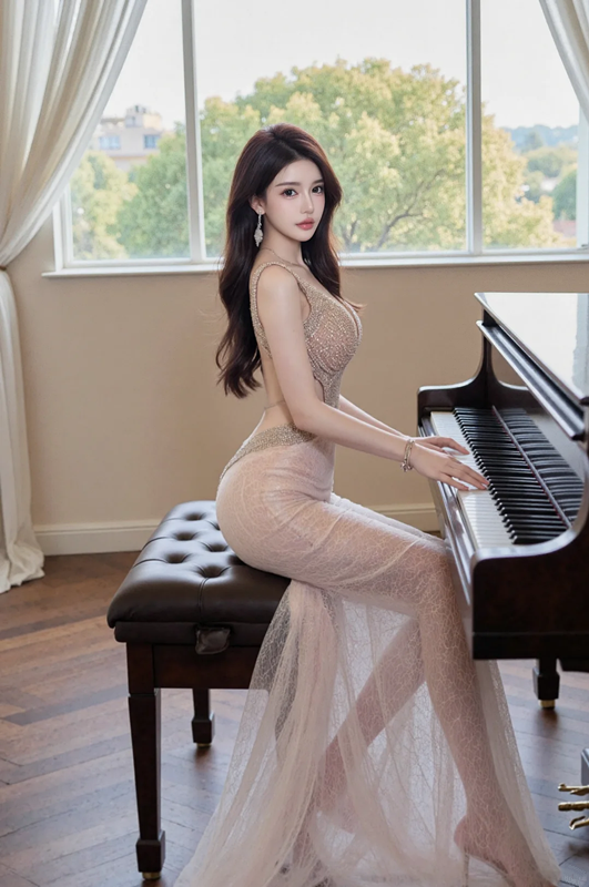 Champagne pink halter-neck, fitted waist, backless, sexy long ball gown R7538