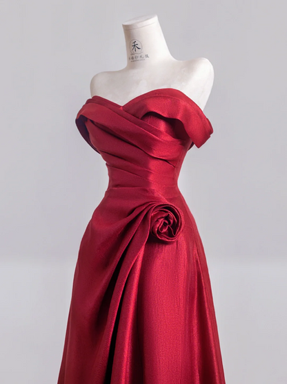 Red off-the-shoulder fitted waist slim-fitting ball gown/bridal dress R8239