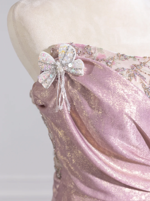 Light pink strapless fitted long ball gown, bridal dress R8259