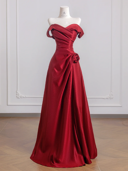 Red off-the-shoulder fitted waist slim-fitting ball gown/bridal dress R8239