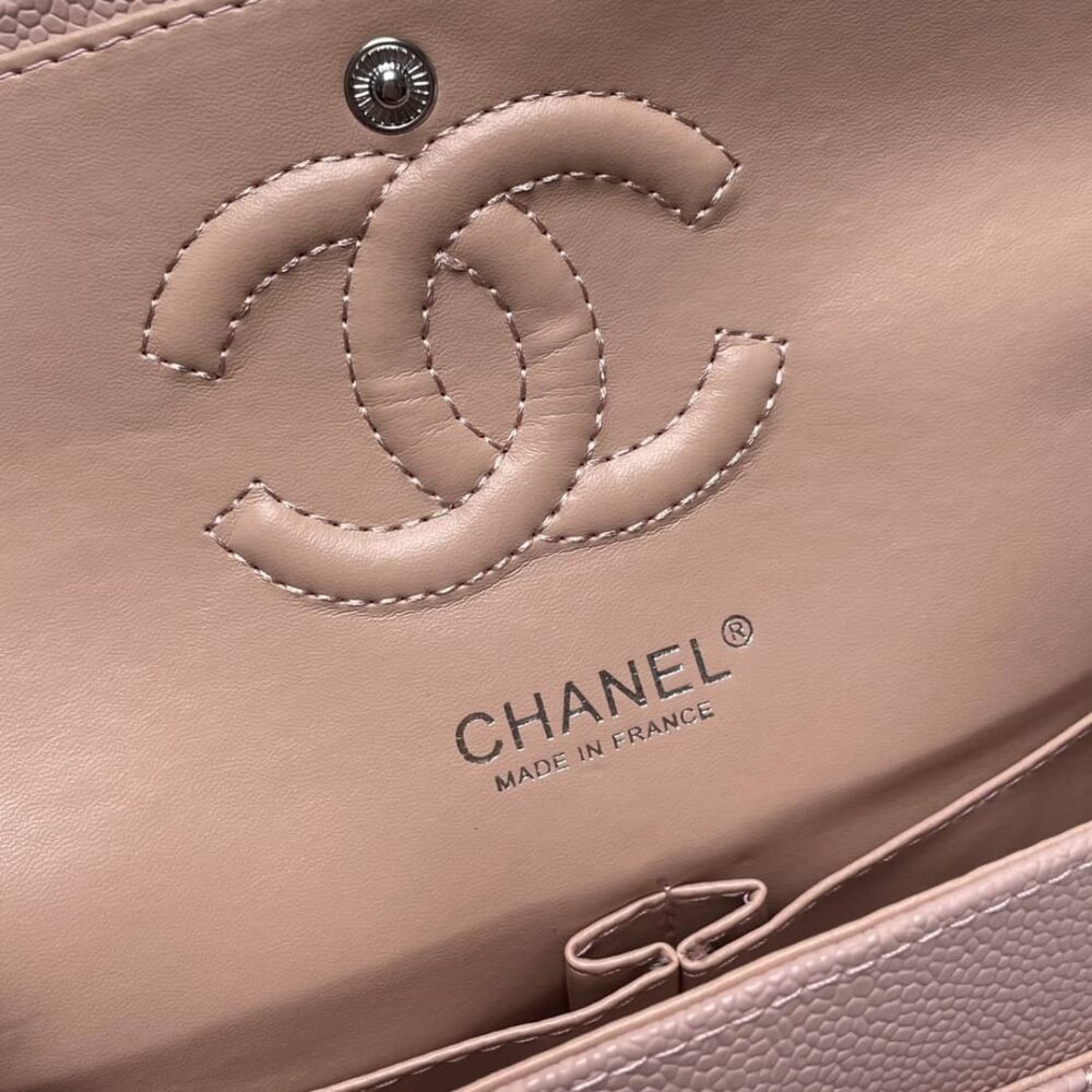 Chanel Medium Classic Flap Bag Silver Hardware Pink 25Cm