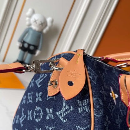 Louis Vuitton Speedy 30 Bandoulière Bag Blue Denim 30Cm M27556