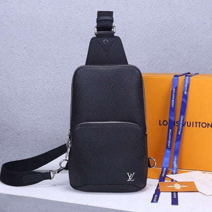 Louis Vuitton Avenue Sling Bag Taiga Black 31Cm LV M30443