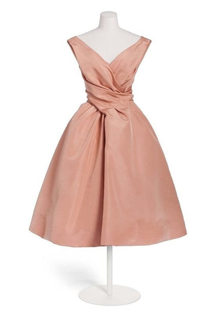 girlhomeshops--Peach Pink Simple Medium Length/Short Princess Elegant Formal Homecoming Dress Hoco Dress gh5604