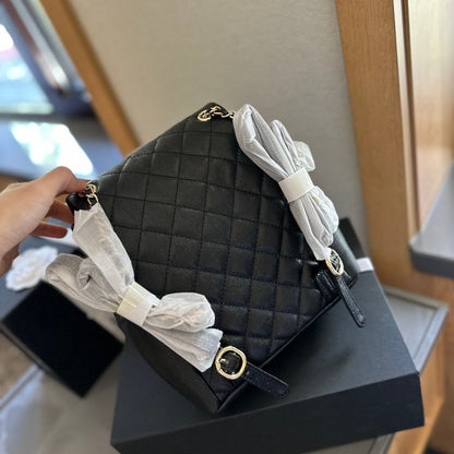Chanel Mini Backpack Quilted Caviar Black Gold Hardware 21Cm