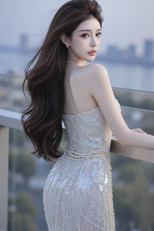 Silver strapless rhinestone-embellished fitted bodycon sexy ball gown R7539