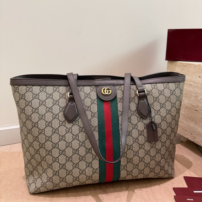 Gucci Ophidia Medium Tote Beige and Dark Brown 36Cm 631685 96IWB 8745
