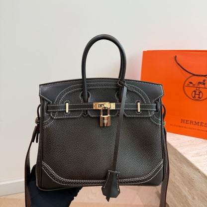 Hermès Birkin 25 Gold Hardware Pebbled  Black 25Cm