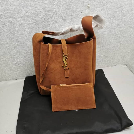 Saint Laurent Le 5 À 7 Supple In Suede Golden Brown 24Cm