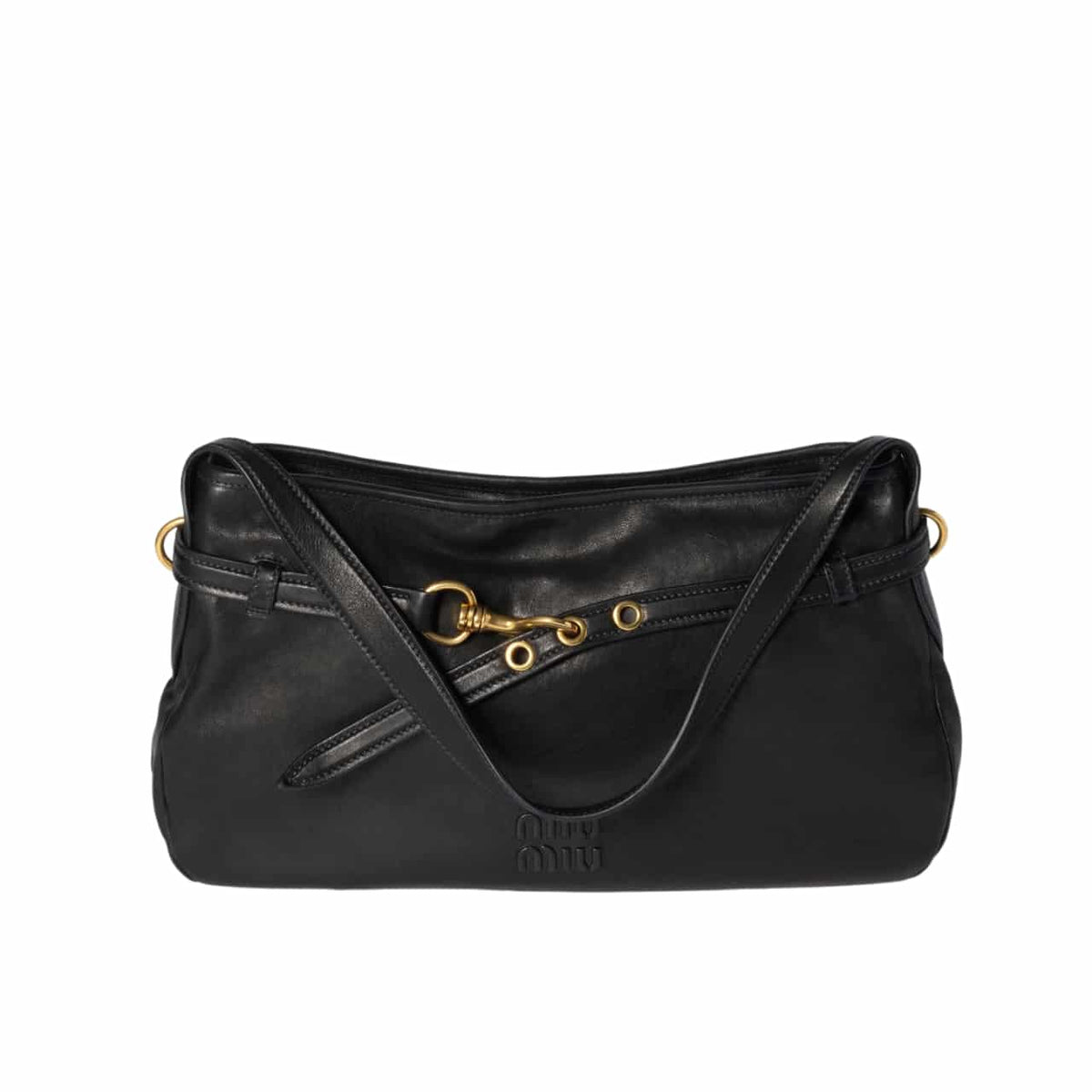 MIUMIU AVENTURE NAPPA LEATHER BAG BLACK 33CM 5BC181 2BBL F0002 V OOO