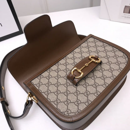 Gucci Horsebit 1955 Shoulder Bag Beige And Brown 25Cm 602204 92TCG 8563