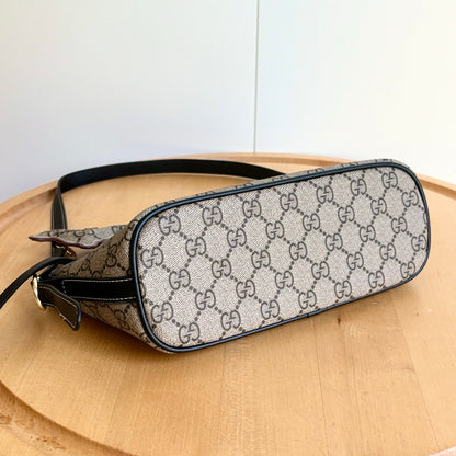 Gucci Gg Emblem Small Shoulder Bag Beige And Dark Brown 22Cm
