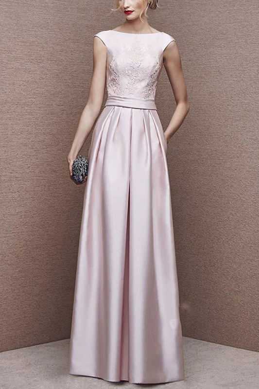 Spoon A-shaped sleeveless backless sticker mother of the bride dress