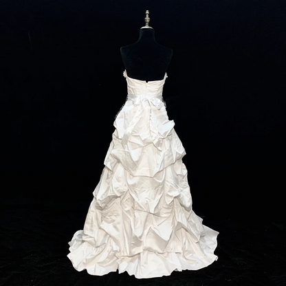 White strapless fitted long ball gown R8688