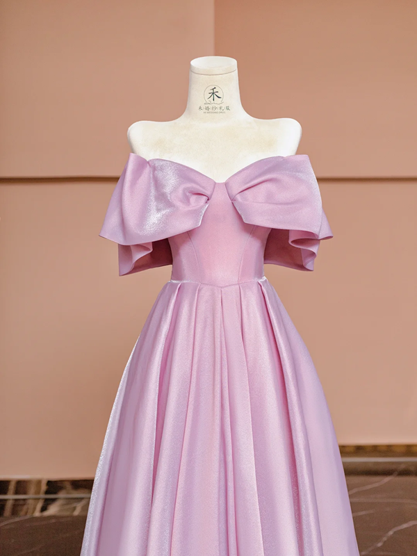 Light pink off-shoulder fitted long ball gown R8406