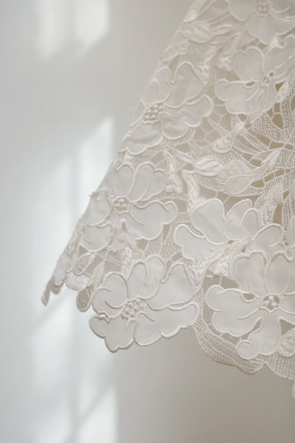 White lace strapless fitted short ball gown R8532
