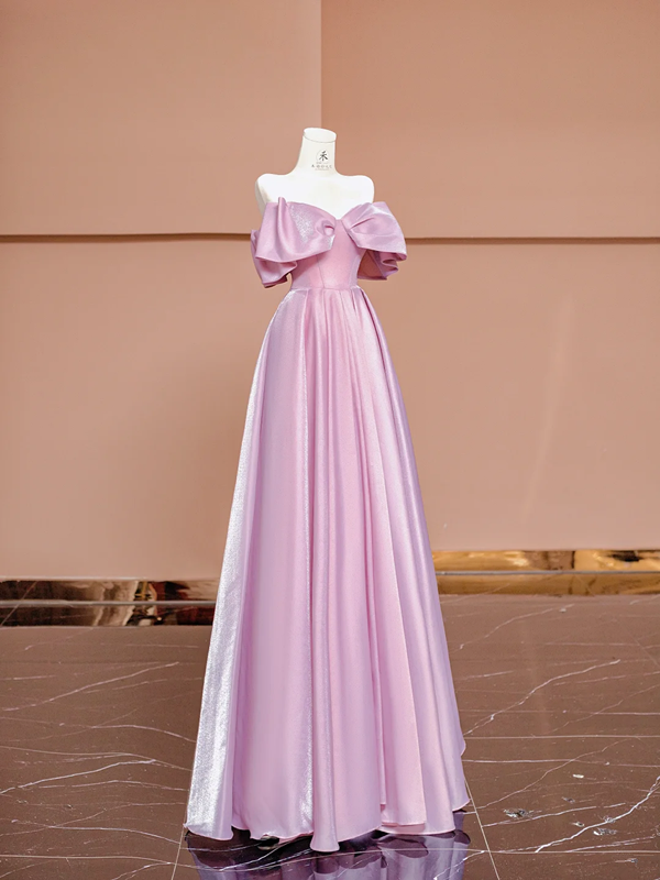 Light pink off-shoulder fitted long ball gown R8406