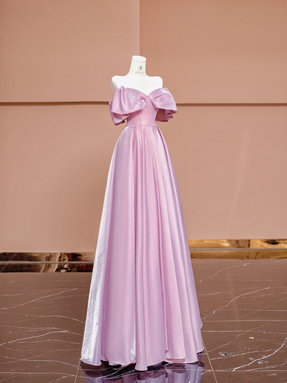 Light pink off-shoulder fitted long ball gown R8406