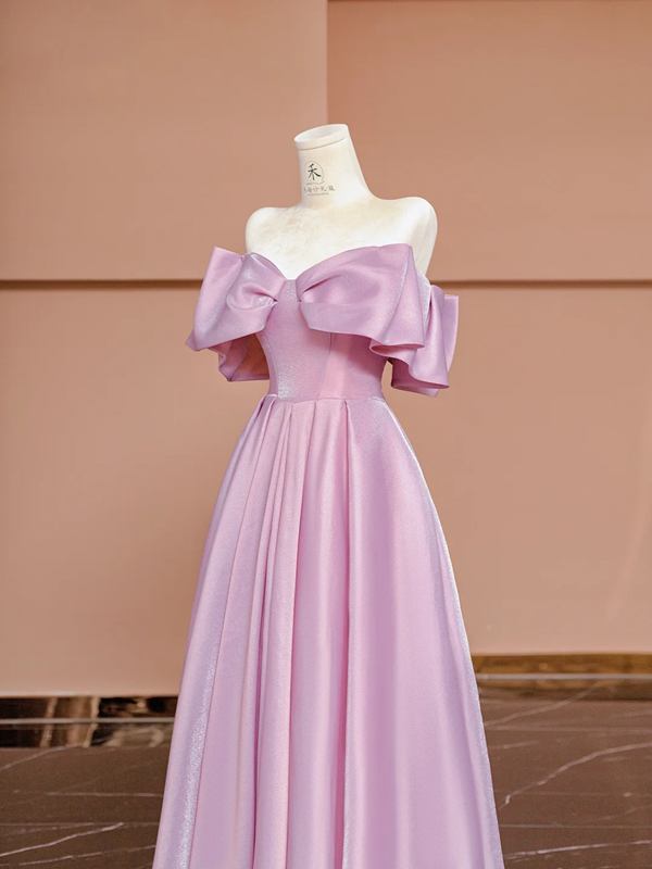 Light pink off-shoulder fitted long ball gown R8406