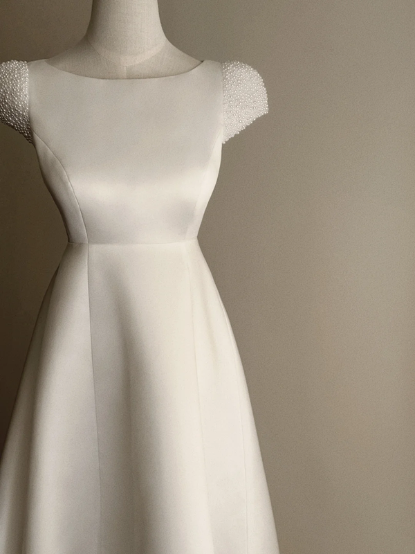 White high‑waist elegant long prom dress R7967