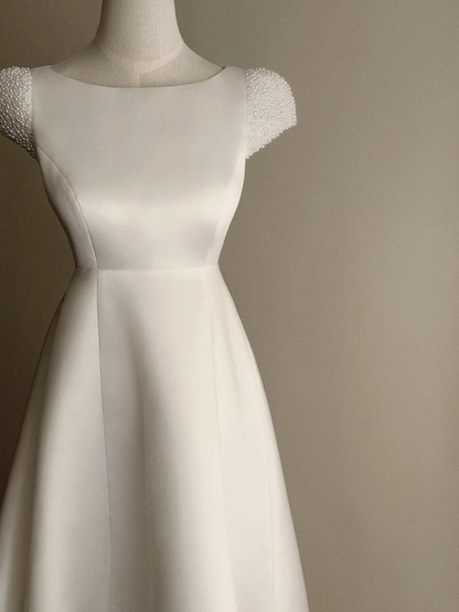 White high‑waist elegant long prom dress R7967