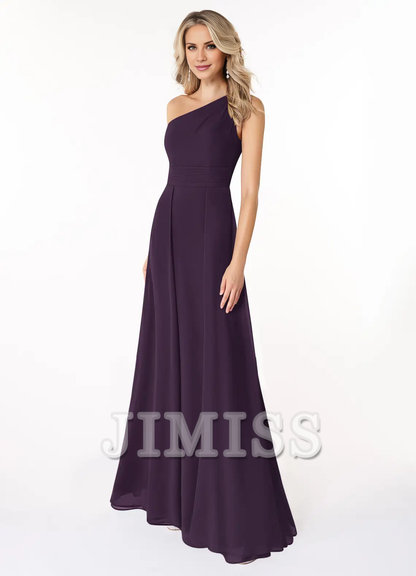 A-line shoulder chiffon dress and floor length bridesmaid dress - Dress