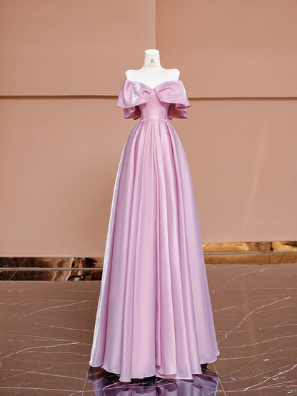 Light pink off-shoulder fitted long ball gown R8406