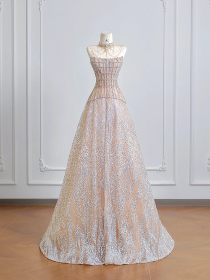 Light pink strapless fitted long ball gown with a classic and elegant style R8206