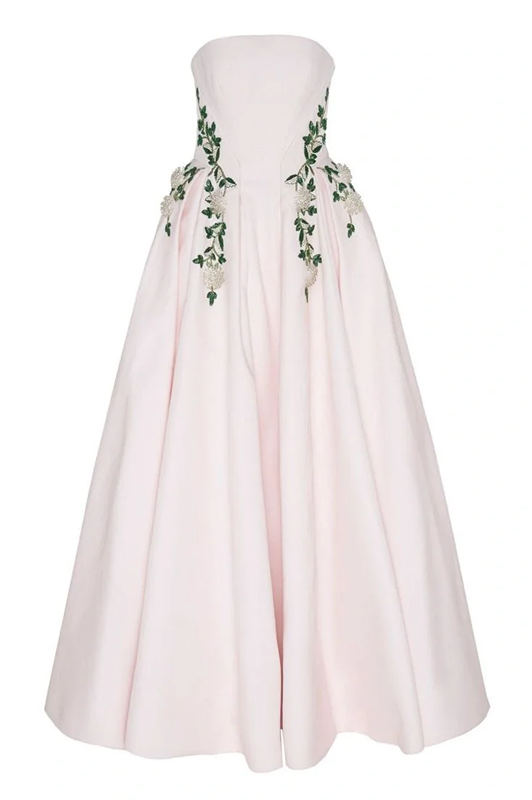 Light pink strapless fitted long elegant ball gown, bridal dress R8563