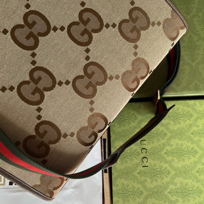 Gucci Tote Bag With Jumbo Camel And Ebony Jumbo GG Canvas 37cm ‎678839 UKMDG 2570