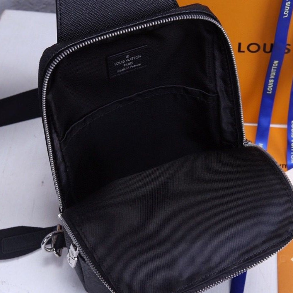 Louis Vuitton Avenue Sling Bag Taiga Black 31Cm LV M30443