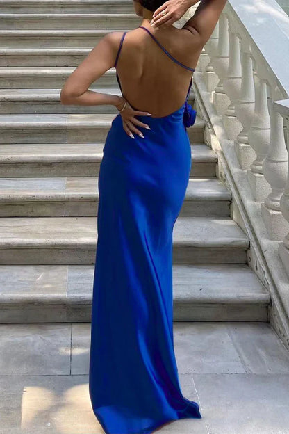 Sexy solid color stickers with slanted collar straps for evening dressing