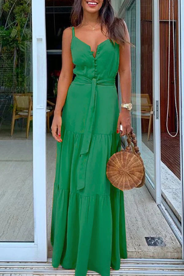 Leisure solid color backless thin shoulder straps for long evening dressing