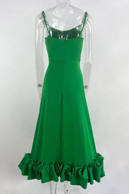 Elegant solid color pleated square neck strap for evening dressing