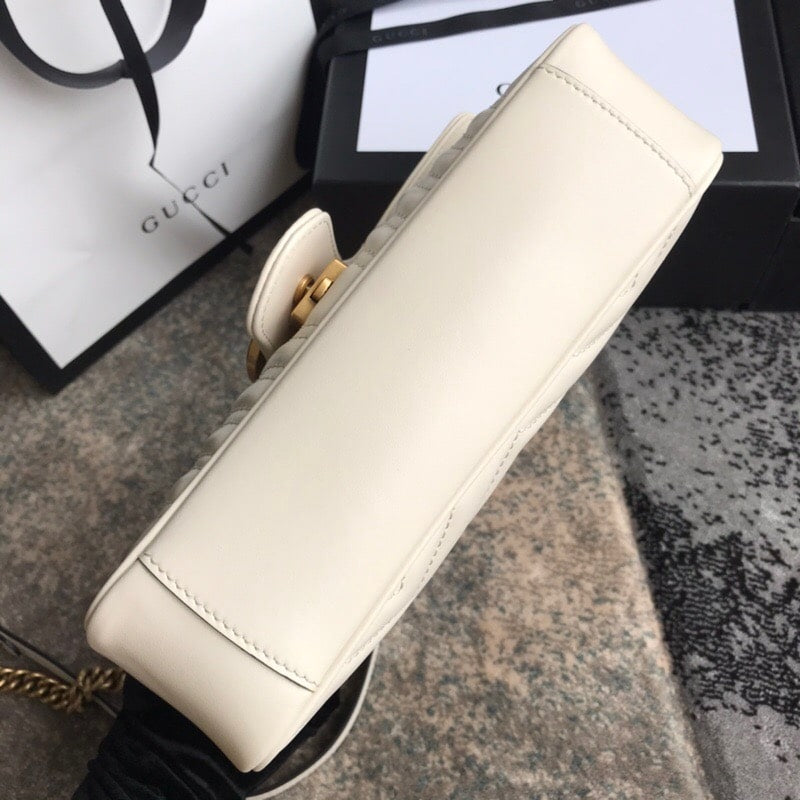 Gucci GG Marmont Mini Shoulder Bag White Matelassé 22Cm 446744 DTDIT 9022