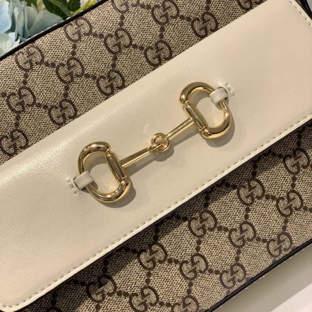 Gucci Horsebit 1955 Small Shoulder Bag Beige And Ebony 23Cm 645454 92TCG 9761