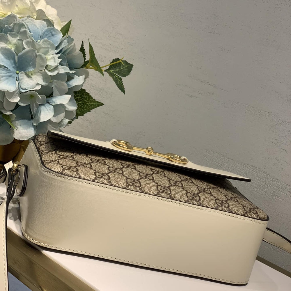 Gucci Horsebit 1955 Small Shoulder Bag Beige And Ebony 23Cm 645454 92TCG 9761